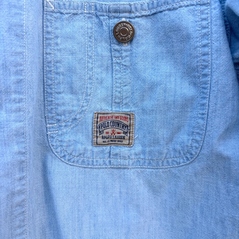 Ralph Lauren Country Mens Vintage S Blue Chambray Work Shirt Cotton Button Up - Picture 6 of 8
